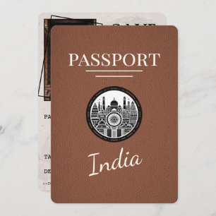 Brown India Passport Save The Date