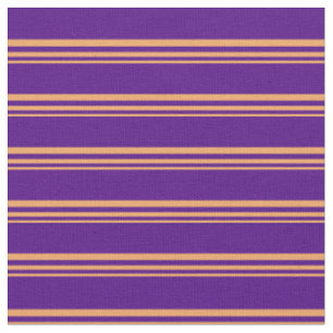 Brown & Indigo Colored Lined Pattern Fabric