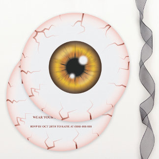 Brown Iris Eyeball Bloodshot Eye Halloween Party Invitation