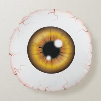 Brown Iris Eyeball Scary Bloodshot Halloween Eye Round Pillow