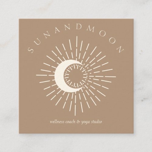 Brown Ivory Healing Sun Moon Spiritual Solar Square Business Card