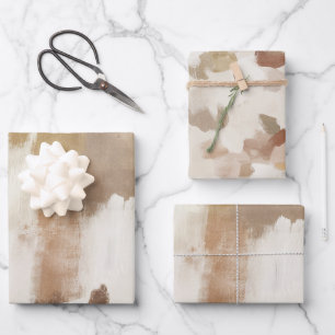 Brown Ivory Tan Cream Abstract Wrapping Paper Sheets