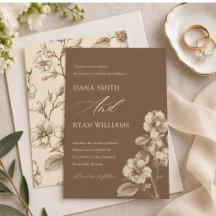 Brown Ivory Vintage Botanical Wedding