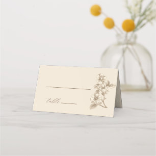 Brown Ivory Vintage Botanical Wedding Place Card