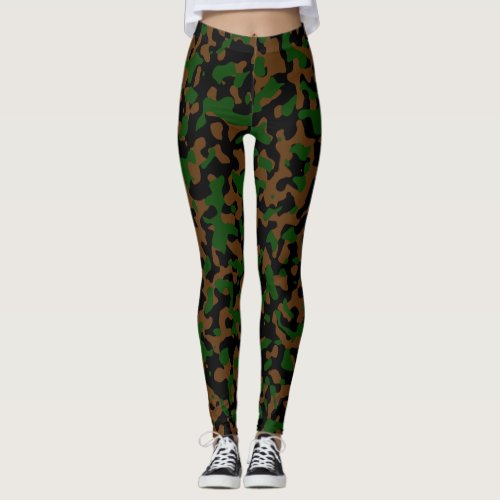 Brown Jambalaya Dark Fern Green Black Camo Co Leggings