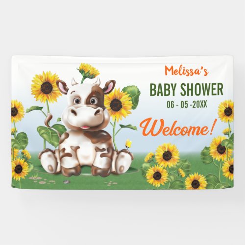 Brown Jersey Cow Baby Shower Banner