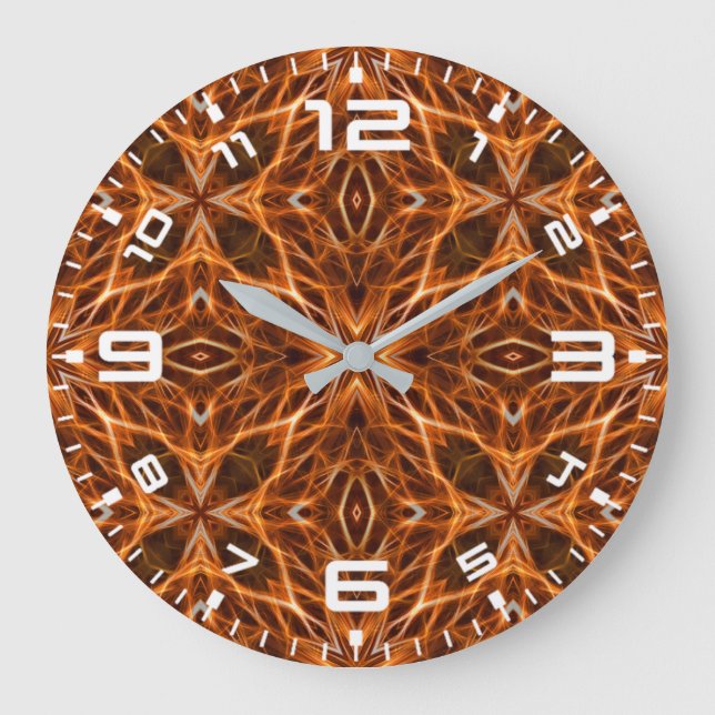 Brown Kaleidoscope Mandala Pattern-46389 Large Clock (Front)