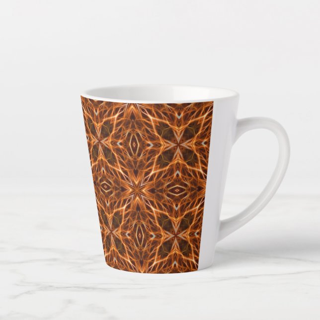 Brown Kaleidoscope Mandala Pattern-46389 Latte Mug (Right)