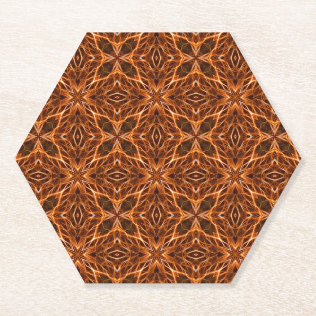 Brown Kaleidoscope Mandala Pattern-46389 Paper Coaster (Front)