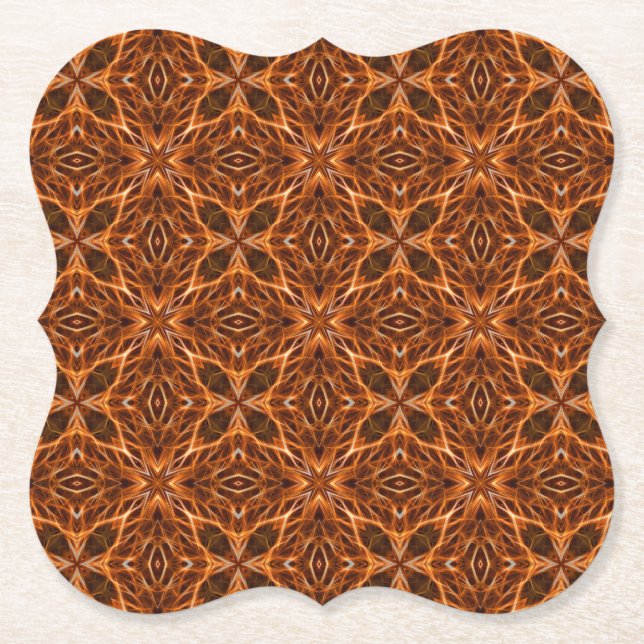 Brown Kaleidoscope Mandala Pattern-46389 Paper Coaster (Front)