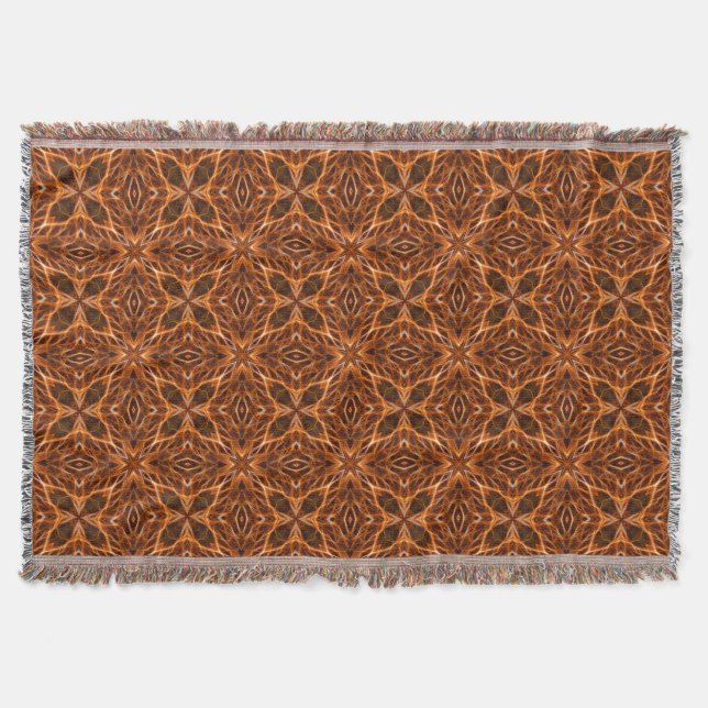 Brown Kaleidoscope Mandala Pattern-46389 Throw Blanket (Front)