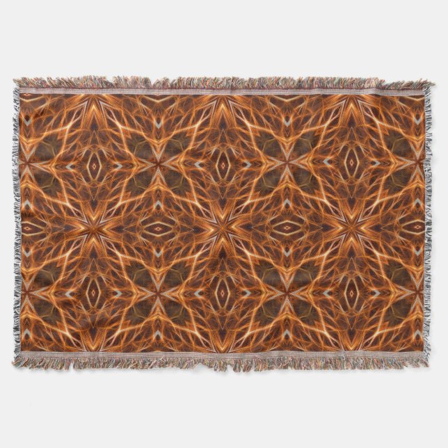 Brown Kaleidoscope Mandala Pattern-46389 Throw Blanket (Front)