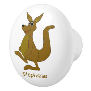 Brown Kangaroo Design Personalised Ceramic Knob