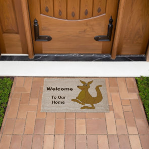 Brown Kangaroo Design Personalised Fiber Doormat