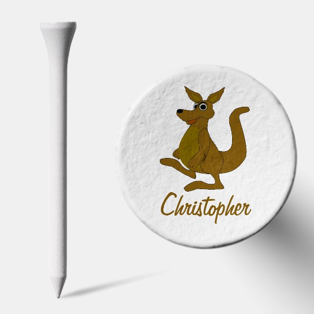 Brown Kangaroo Design Personalised Golf Tees (Combo)