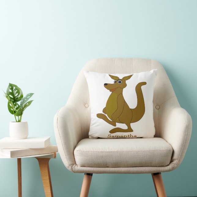 Brown Kangaroo Design Personalised Throw Pillow (Chair)