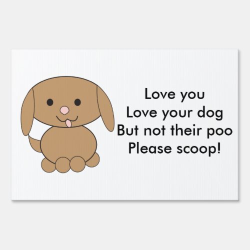 Brown Kawaii Dog Poop Scoop Custom Sign