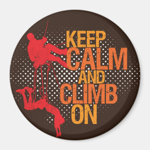 Brown Keep Calm and Climb On Rock Climbing Magnet