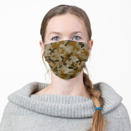 Brown khaki camouflage pattern adult cloth face mask