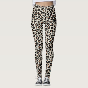 Brown Khaki Leopard Print Leggings & Yoga Pants