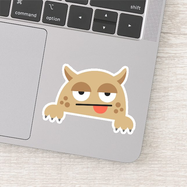 Brown Kid's Cartoon Monster Die Cut Sticker Decal (Detail)