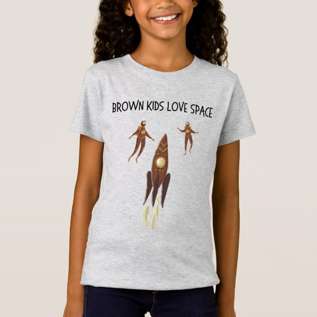 Brown Kids Love Space Kids T-Shirt (Front)