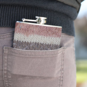 brown knitted stripes vintage style fun design flask