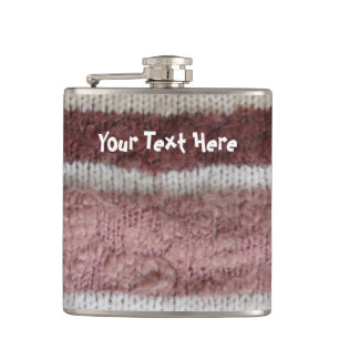 brown knitted stripes vintage style fun design hip flask