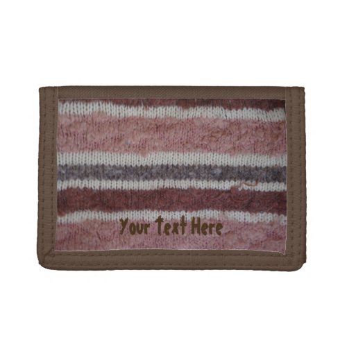 brown knitted stripes vintage style fun trifold wallet