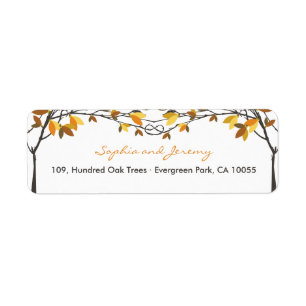 Brown Knotted Love Trees Autumn Wedding Address Label