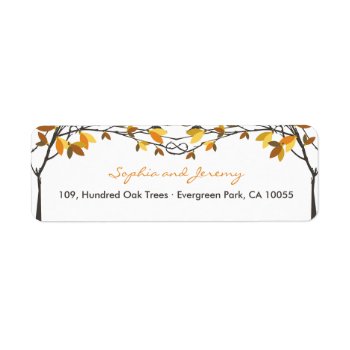 Brown Knotted Love Trees Autumn Wedding Address Label by fatfatin_box at Zazzle