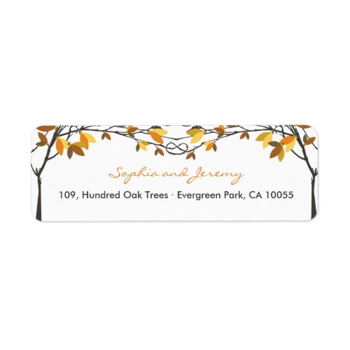 Brown Knotted Love Trees Autumn Wedding Address Label