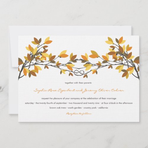 Brown Knotted Love Trees Fall Autumn Wedding Invitation