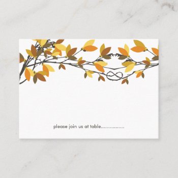 Brown Knotted Love Trees Fall Autumn Wedding Place Card by fatfatin_box at Zazzle