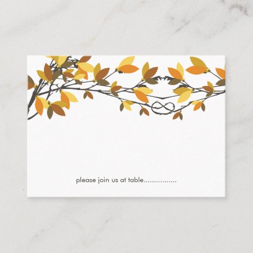 Brown Knotted Love Trees Fall Autumn Wedding Place Card
