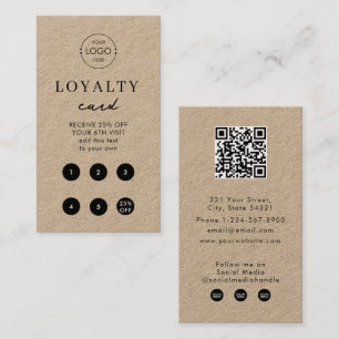Brown Kraft Business Logo QR Code Loyalty  Card