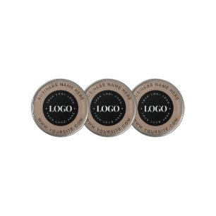 Brown Kraft Custom Logo & Text Business Branded Golf Ball Marker