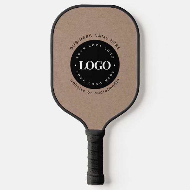 Brown Kraft Custom Logo & Text Business Branded  Pickleball Paddle (Front)
