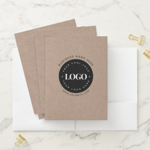 Brown Kraft Custom Logo & Text Business Branded Pocket Folder