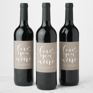 Brown Kraft Love You More Than Wine Valentine's Label
