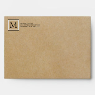 Brown Kraft Paper Buffalo Check Return Address Envelope