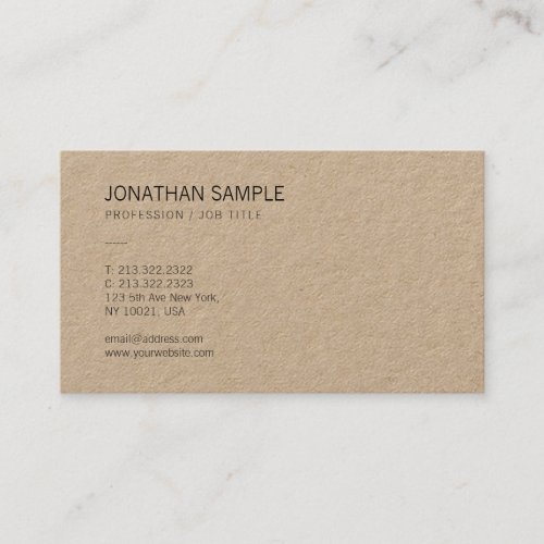 Brown Kraft Paper Elegant Modern Design Luxury Business Card