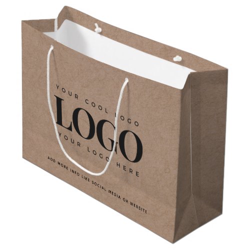 Brown Kraft Paper Look Round Logo Business Custom  Large Gift Bag