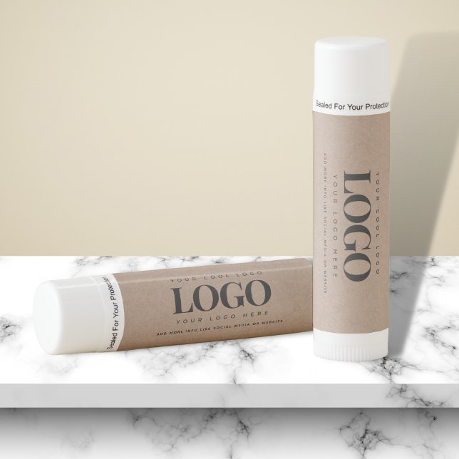 Brown Kraft Paper Look Round Logo Business Custom Lip Balm (Creator Uploaded)