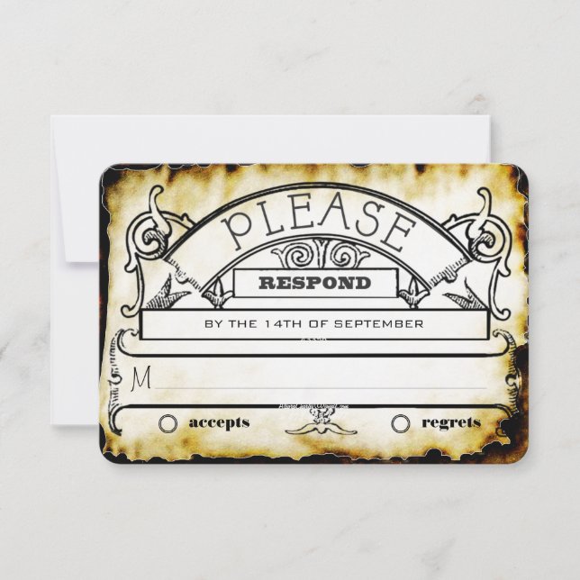 Brown Kraft Paper Medieval Typography Wedding RSVP (Front)