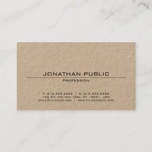 Brown Kraft Paper Minimalist Elegant Professional Business Card