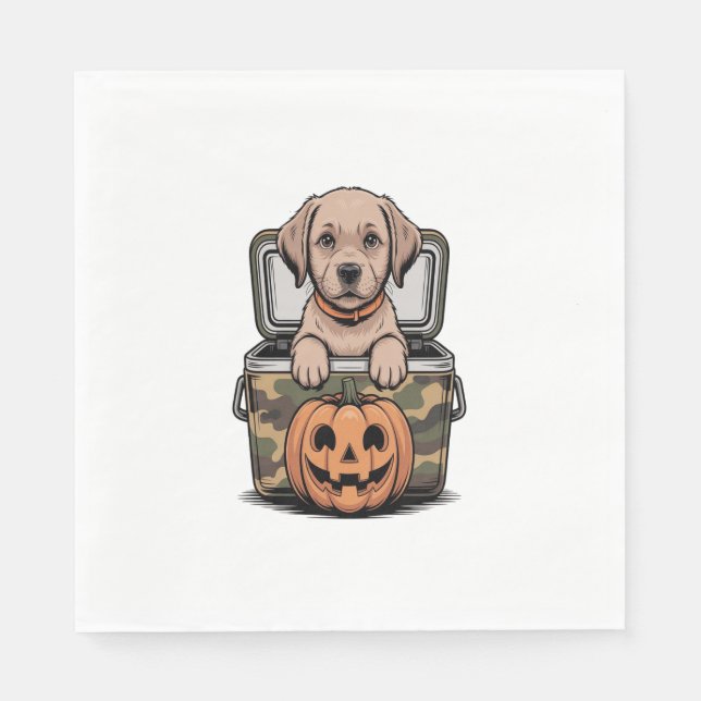 Brown Lab Dog Halloween Spooky Napkins (Front)