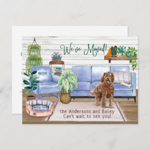 Brown Labradoodle Cozy New Home Moving Announcement Postcard