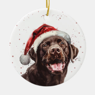 Brown Labrador Dog Christmas Personalized Ceramic Ornament