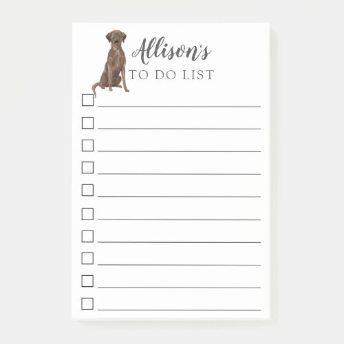 Brown Labrador Dog Personalized To Do List Post_it Notes